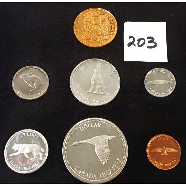 1967 CDN CENTENNIAL 22KT GOLD & SILVER PROOF SET