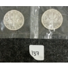 Image 1 :  LOT OF 2 - 1963 CDN SILVER DOLLARS - VOYAGEUR 