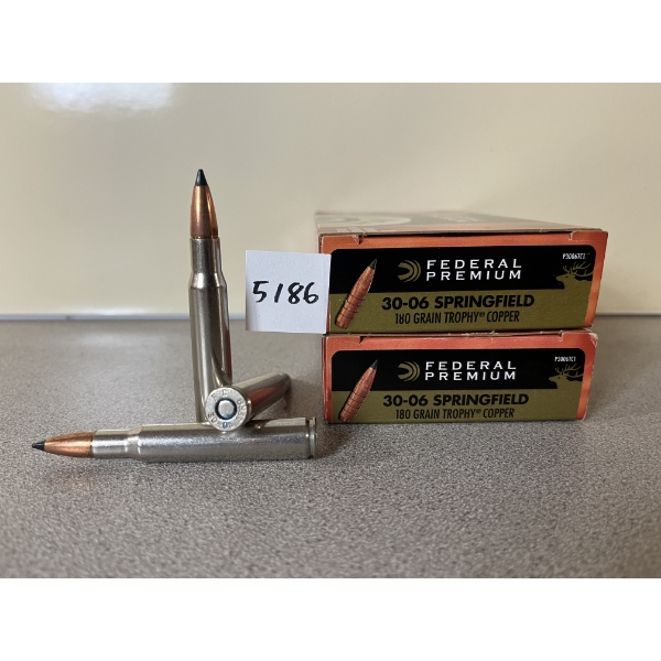 AMMO: 40X FEDERAL .30-06 180GR. TROPHY COPPER 