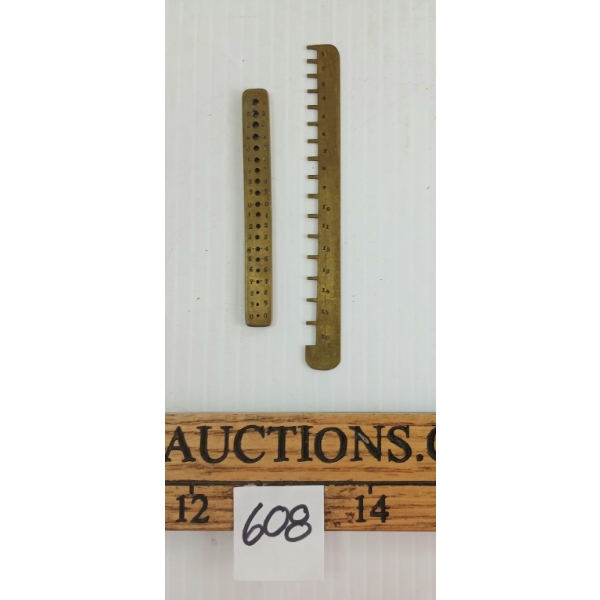 LOT OF 2 - 19TH CENTURY SWISS BRASS DRAWPLATE & MAIN SPRING MEASURING GAUGE - WATCHMAKER TOOLS
