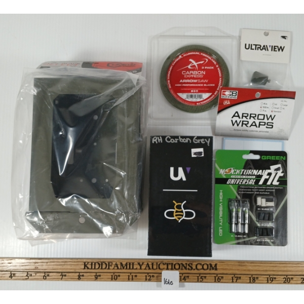 LOT OF 6 - BEEREAL MATTHEWS CARBON GRIP, GAME CAMERA COVER, ETC