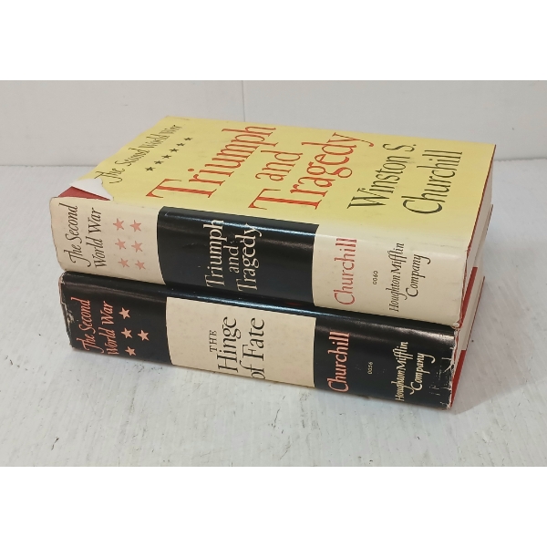 LOT OF 2 - "TRIUMPH & TRAGEDY" & "THE HINGE OF FATE" BY WINSTON CHURCHILL - WWII NOVELS - HARDCOVERS