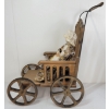 Image 2 : LOT OF 3 - ANTIQUE TOY STROLLER, APPLE-HEAD DOLL & PULL-ALONG HORSE