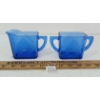 Image 2 : LOT OF 2 - COBALT BLUE DEPRESSION GLASS CREAM & SUGAR