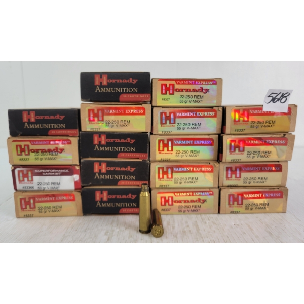 BRASS: APPROX 360X HORNADY .22-250REM - 55GR - ONCE FIRED