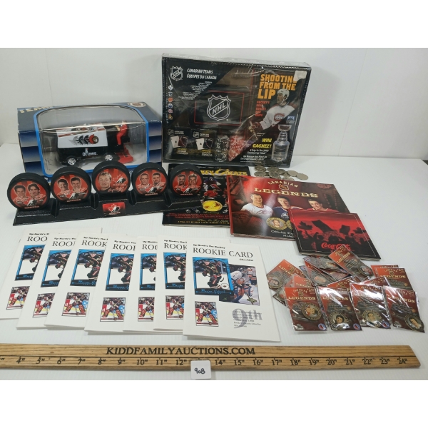 JOB LOT - 1999 NHL OTTAWA SENATORS ZAMBONI COIN BANK, CDN TEAMS POKER SET, ETC - AUTHOGRAPHED
