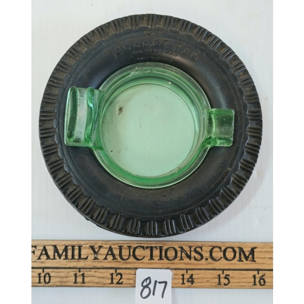 GOODYEAR TIRE ASH TRAY W/ URANIUM GLASS