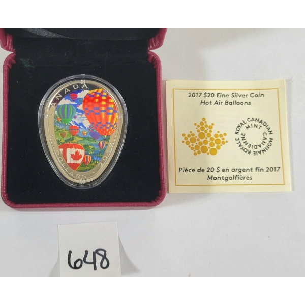2017 RCM $20 SILVER COIN - HOT AIR BALLOONS