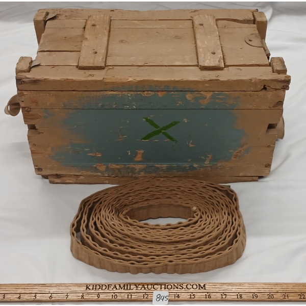 LOT OF 2 - AMMO CRATE & .303 CAL MACHINE GUN BELT