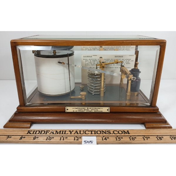 EARLY 20th BAROGRAPH W/ REMOVABLE GLASS CASE