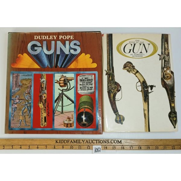 LOT OF 2 - "GUNS" BY DUDLEY POPE & "THE BOOK OF THE GUN" BY HAROLD L. PETERSON - HARDCOVER BOOKS