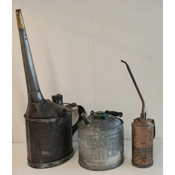 LOT OF 3 - RAILROAD & GOLDEN-ROD OILERS & VINTAGE GAS CAN 