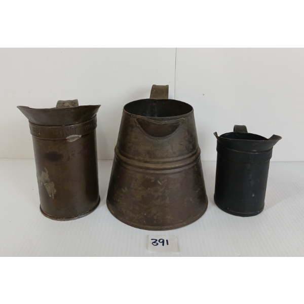 LOT OF 4 - BEATTY OILER CAN & GENERAL STEEL WARES PITCHERS