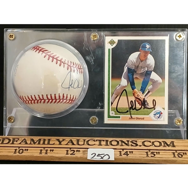 1990 UDC MLB TORONTO BLUE JAYS JOHN OLERUD CARD & BASEBALL - AUTOGRAPHED