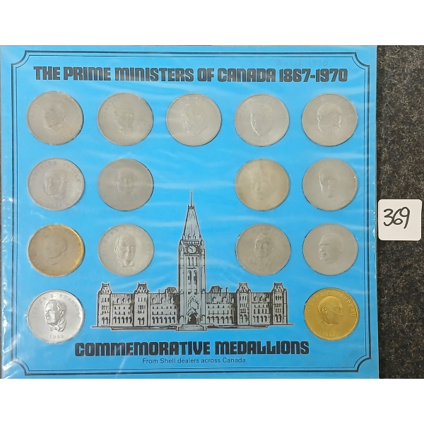 1867-1970 THE PRIME MINISTER OF CANADA COMMEMORATIVE MEDALLIONS