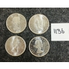Image 2 : LOT OF 4 - 1962 CDN 50 CENT SILVER COINS
