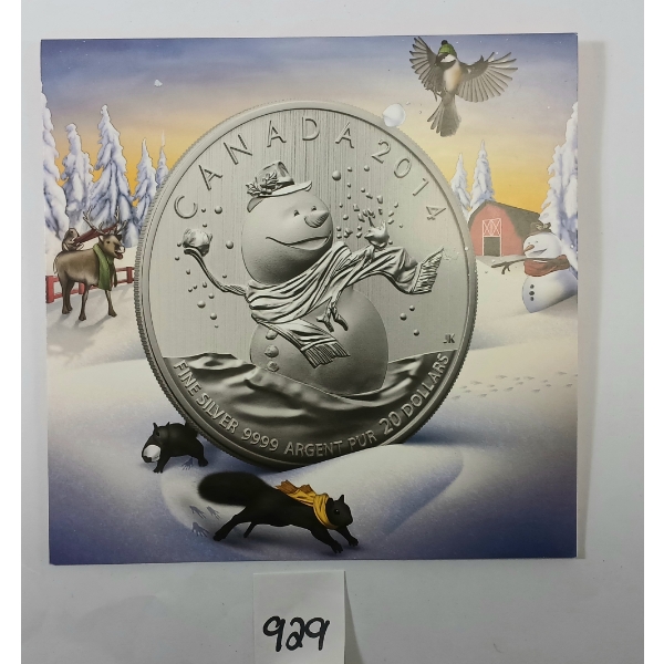 2014 RCM $20 SILVER COIN - THE SNOWMAN