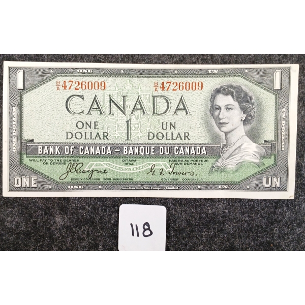 1954 CDN $1 DEVIL'S FACE BANKNOTE