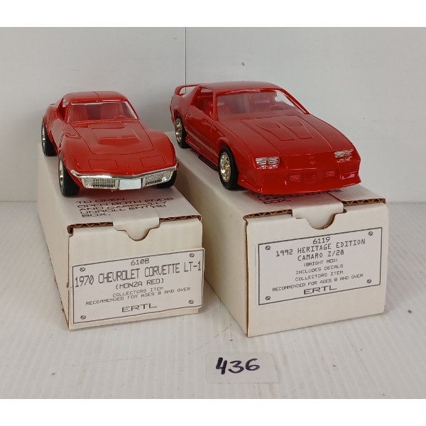 LOT OF 2 - ERTL AMT MODELS - INCL 1970 CHEVROLET CORVETTE LT-1 & 1992 HERITAGE EDITION CAMARO Z/28