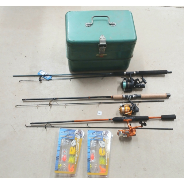 LOT OF 6 - MATZUO MTZ602MS, RAPALA INTICER, SHIMANO FXS-66MB2 FISHING RODS, ETC