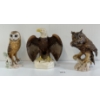 Image 1 : LOT OF 3 - W. GOEBEL SCREECHOWL, BARN OWL & BALD EAGLE FIGURINES