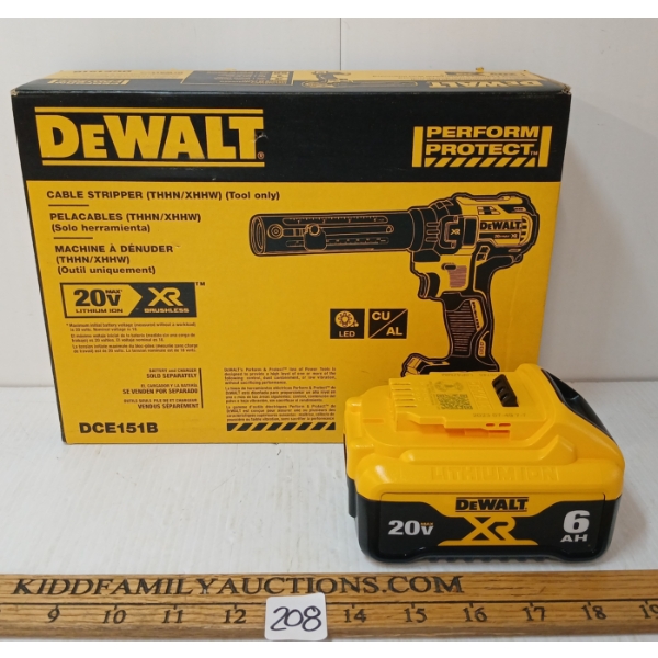 LOT OF 2 - DEWALT CABLE STRIPPER & 20V BATTERY