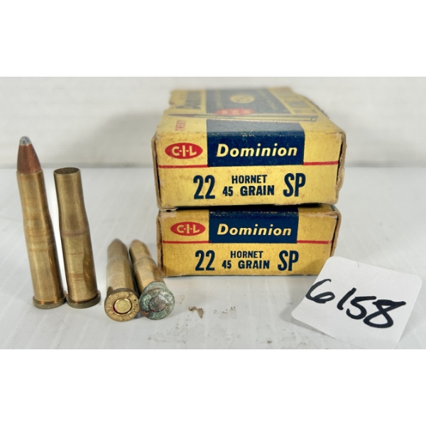 AMMO / BRASS: 23X LIVE & 6X BRASS CIL .22 HORNET - 45 GR SP
