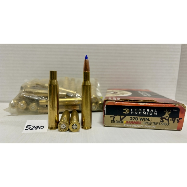 AMMO/BRASS: 19X LIVE & 39X BRASS .270 WIN