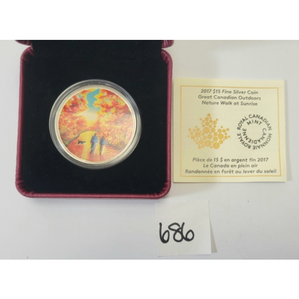 2017 RCM $15 SILVER COIN - GREAT CANADIAN OUTDOORS NATURE WALK AT SUNRISE