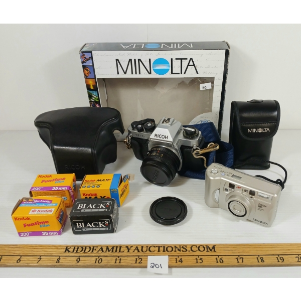LOT OF 2 - MINOLTA & RICOH KR-5 CAMERAS