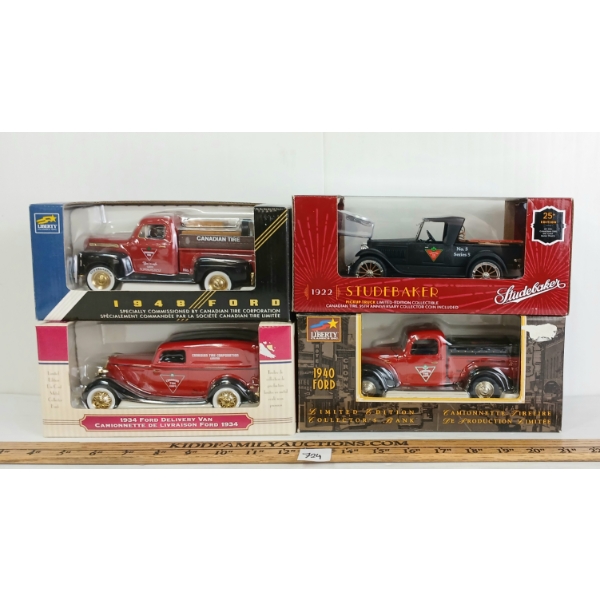 LOT OF 4 - LIBERTY CLASSICS DIECAST COIN BANKS - INCL 1922 STUDEBAKER, 1948 FORD, ETC.