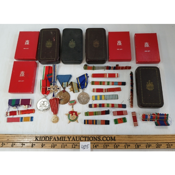 JOB LOT - WORLD MEDALS, RIBBON BARS & MEDAL BOXES