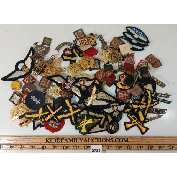 JOB LOT - CDN CAP BADGES, PINS, SHOULDER TITLES, ETC