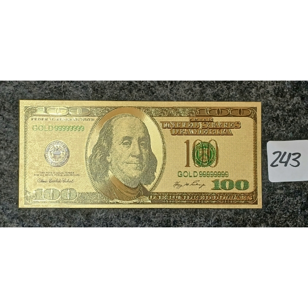 U.S. $100 BANKNOTE - 24K GOLD LEAF