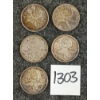 Image 1 : LOT OF 5 - 1949, 1951, 1962 & 1963 CDN 25 CENT SILVER COINS