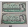 Image 1 : LOT OF 2 - 1954 CDN $1 BANKNOTES - SEQUENTIAL