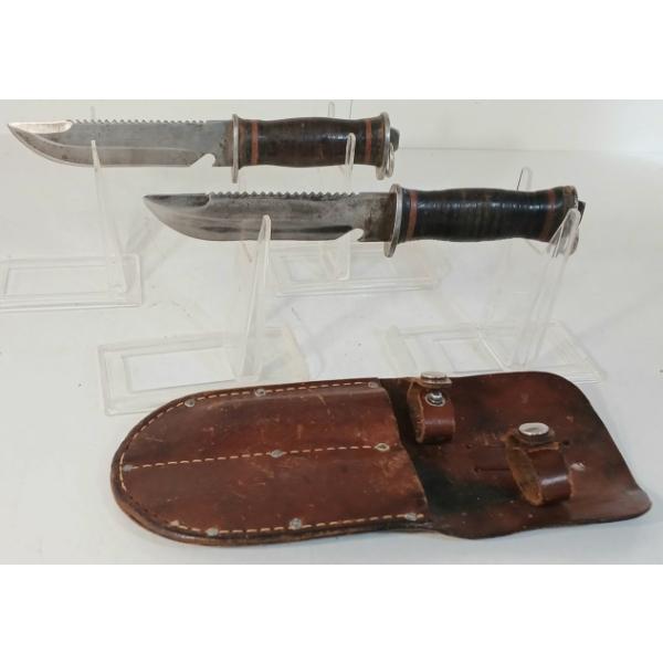 LOT OF 2 - WWII U.S. E.G.W. KNIVES W/ LEATHER HOLSTER