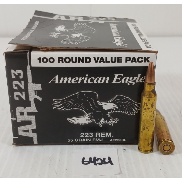 AMMO: APPROX 100X FEDERAL AMERICAN EAGLE AR 223 REM - 55GR - FMJ