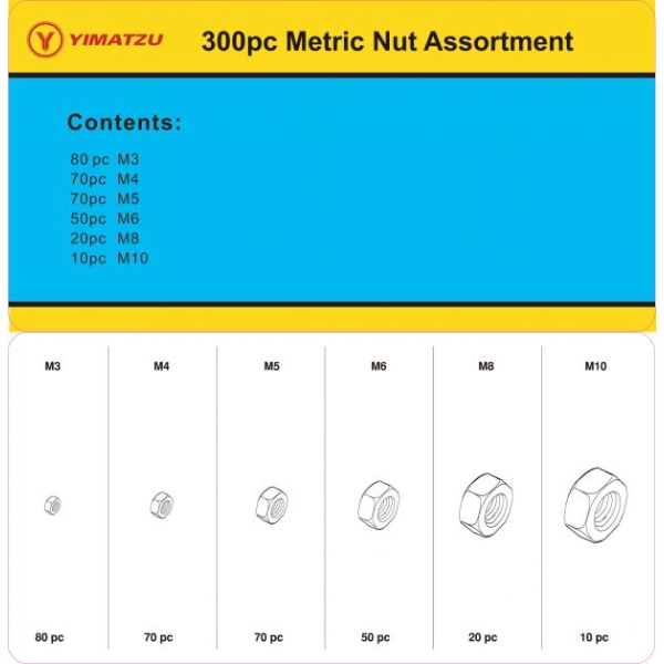 LOT OF 2 - YIMATZU 300PC METRIC NUT ASSORTMENT SETS