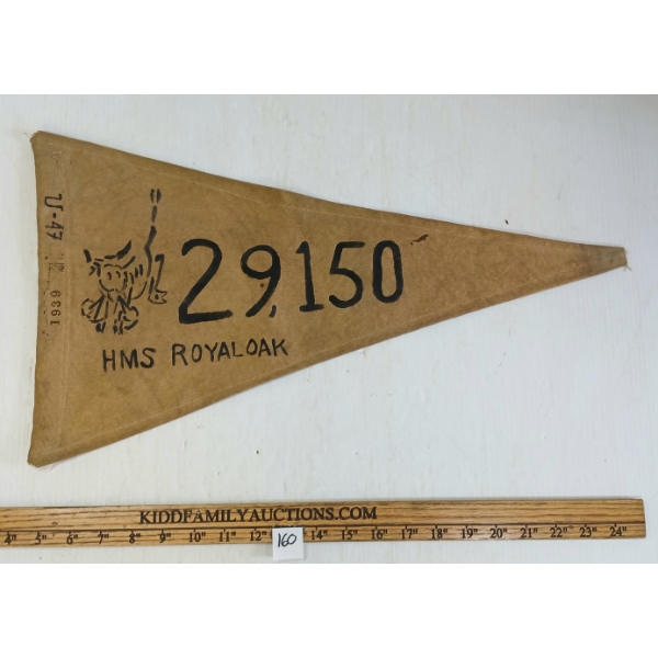 1939 U-47 SUBMARINE TONNAGE PENNANT