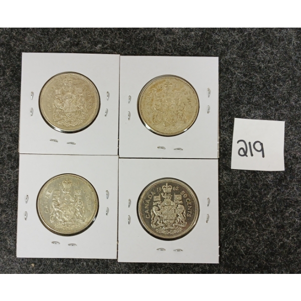 LOT OF 4 - 1960-1963 CDN SILVER 50 CENT PCS