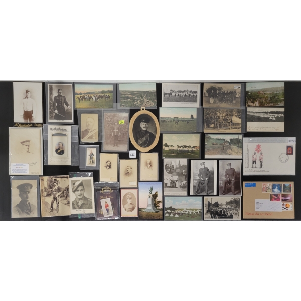 JOB LOT - IDENTIFIED SOLDIER PHOTOGRAPHS, POSTCARDS & CIGARETTE CARDS