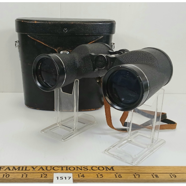 ASAHI PENTAX 7X50 FIELD PRISM BINOCULARS W/ LEATHER CASE