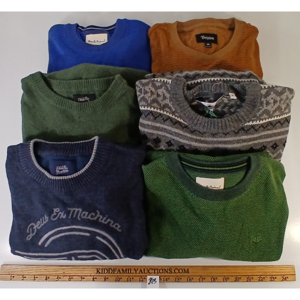 LOT OF 6 - MEN'S BRIXTON, PENFIELD & DEUS EX MACHINA SWEATERS - FT OSMOND, FROST THISTLE, ETC
