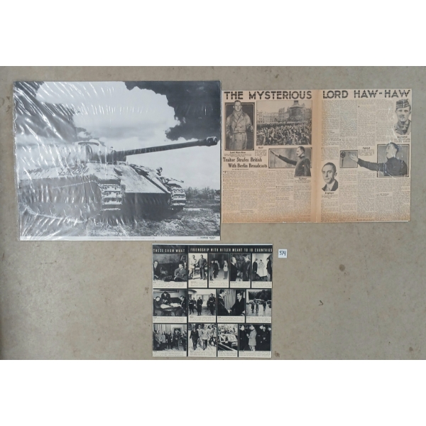 LOT OF 3 - "THE MYSTERIOUS LORD HAW-HAW", "WHAT FRIENDSHIP WITH HITLER MEANT", & US ARMY PHOTOGRAPH