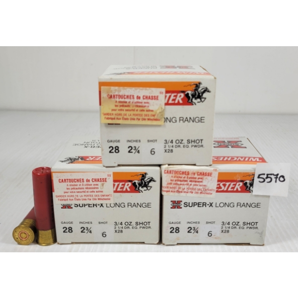 AMMO: 75X WINCHESTER SUPER X LR 28GA - 2 3/4IN - #6 SHOT