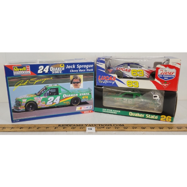 LOT OF 3 - ACTION & REVELL #63 LUCAS, #26 QUAKER STATE, #24 CHEVY RACE TRUCK MODELS 