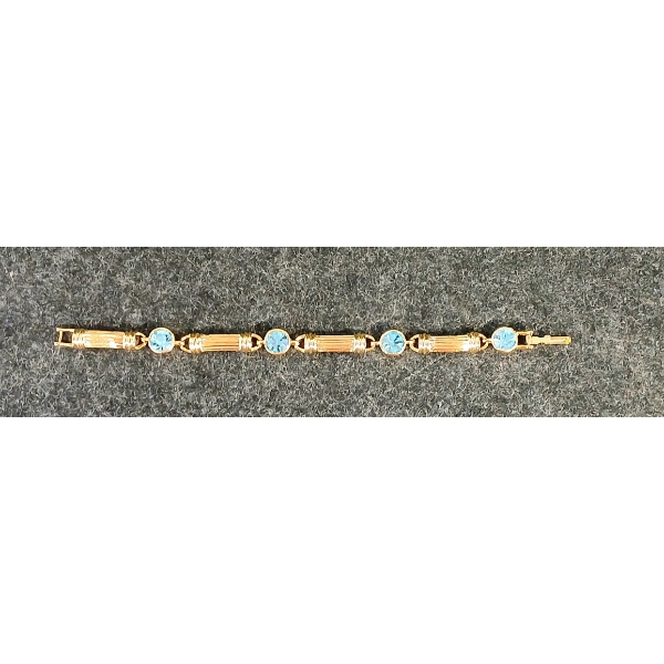 GOLD TONED BRACELET W/ BLUE RHINESTONES
