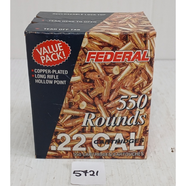 AMMO: 550X FEDERAL .22 LR - 36GR - HP - SEALED