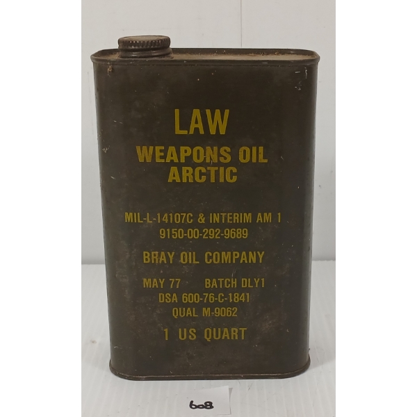 BRAY LAW WEAPONS OIL ARCTIC QT TIN
